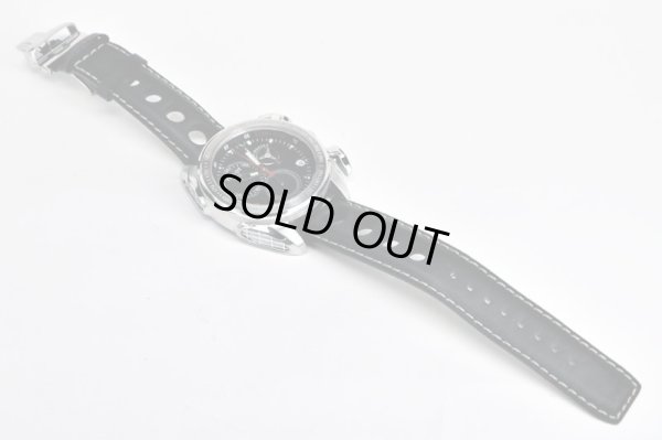 ティソ　レーシングクロノ　Ｔ０１８．６１７Ａ　黒文字盤　革ベルト状態　表面