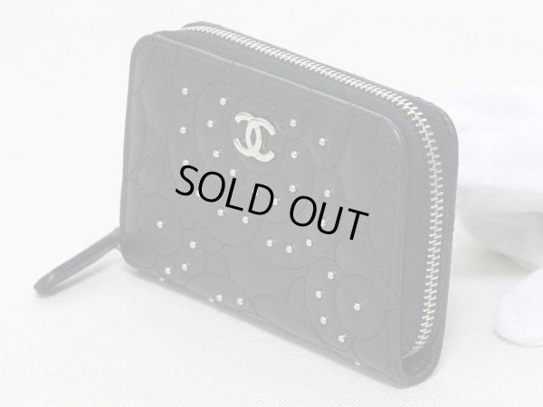 シャネル カメリア スタッズ ココマーク コインケース A82551 ブラック サイド