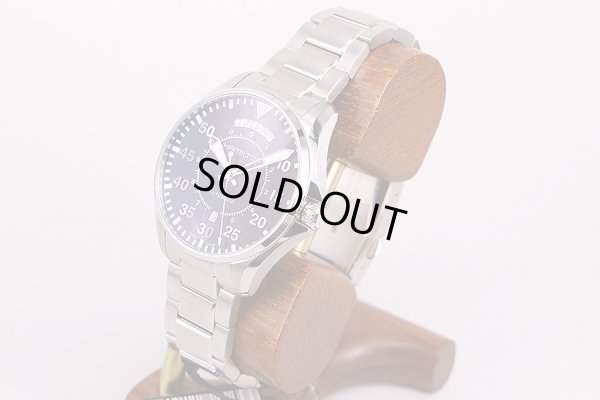 ハミルトン　カーキ　パイロット　デイデイト４２　Ｈ６４６１５０　黒文字盤　サイド