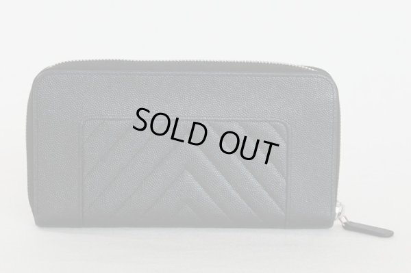 シャネル マドモアゼル ラウンドファスナー長財布 ブラック/SIV金具 裏面