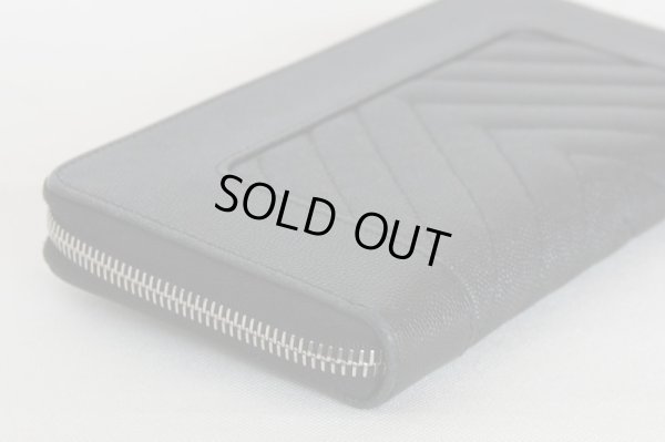 シャネル マドモアゼル ラウンドファスナー長財布 ブラック/SIV金具 角スレ
