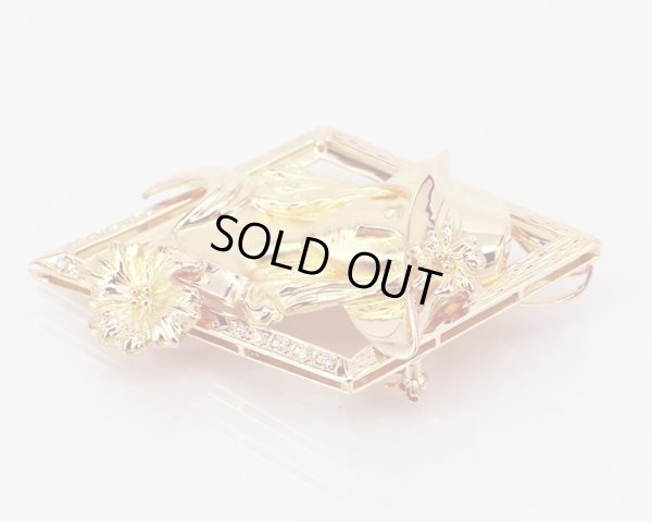 画像4: K18 ダイアイリブローチ 0.08ct 18.60g