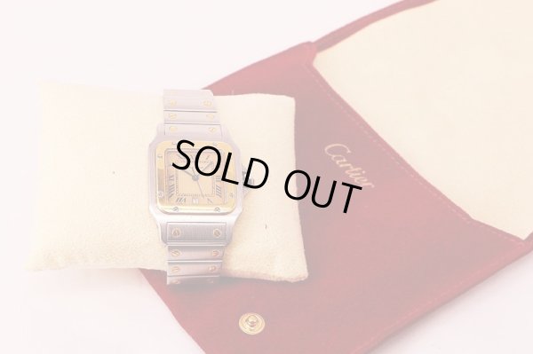 カルティエ　サントスガルベ　コンビ　旧型ブレス　白文字盤　カルティエ布仮ケース