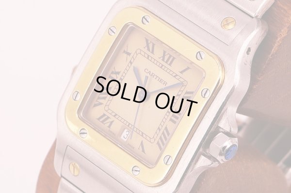 カルティエ　サントスガルベ　コンビ　旧型ブレス　白文字盤　サイド拡大