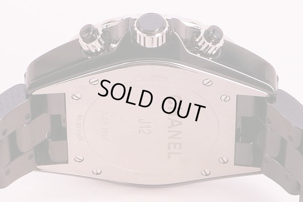 シャネル　Ｊ１２　Ｈ０９４０　クロノグラフ　黒文字盤　裏面拡大