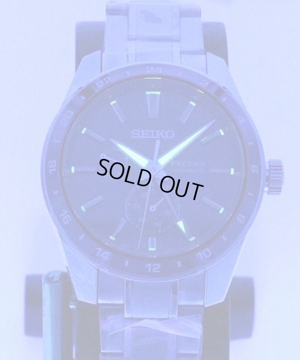 セイコー　プレサージュ　シャープエッジＧＭＴ　ＳＡＲＦ００１　藍鉄文字盤　ライト