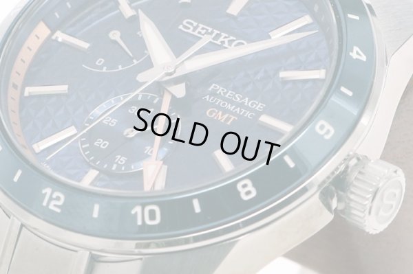 セイコー　プレサージュ　シャープエッジＧＭＴ　ＳＡＲＦ００１　藍鉄文字盤　サイド拡大