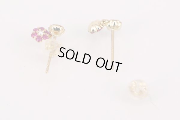 ポンテヴェキオ　K18 ルビーダイアイリピアス 0.04ct*2 0.06ct*2 1.10g　留め具