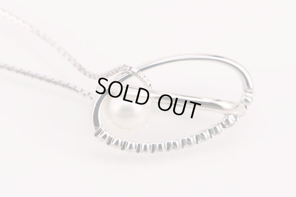 タサキ　K18WG パールダイアイリペンダントネックレス 7.60mm 0.19ct 7.60g　刻印(2)