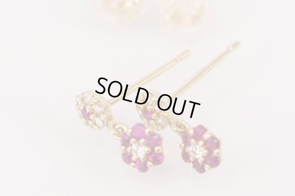 ポンテヴェキオ　K18 ルビーダイアイリピアス 0.04ct*2 0.06ct*2 1.10g　ピン