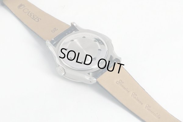 シェルマン　ワールドタイム　ミニッツリピーター　クロワゾネ青文字盤　革ベルト裏面　拡大