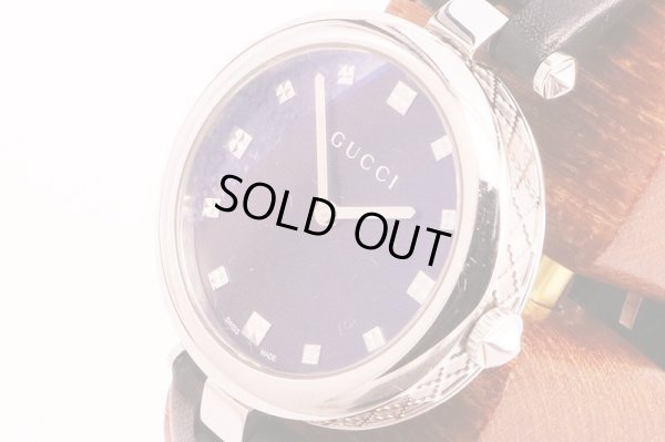 グッチ　１４１．４　ディアマンテ　黒文字盤　サイド拡大