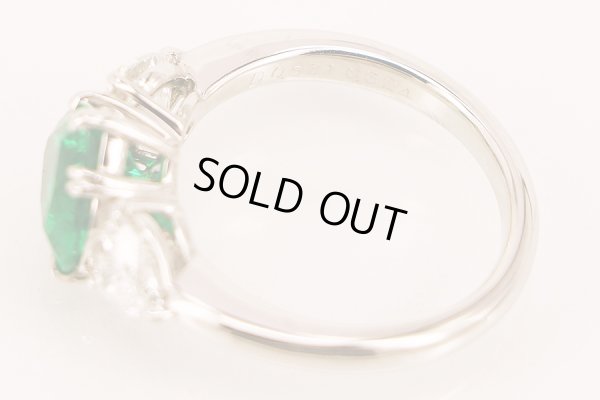 PT900 エメラルドダイアイリリング 1.79ct 0.531ct 0.524ct 6.80g　刻印(2)