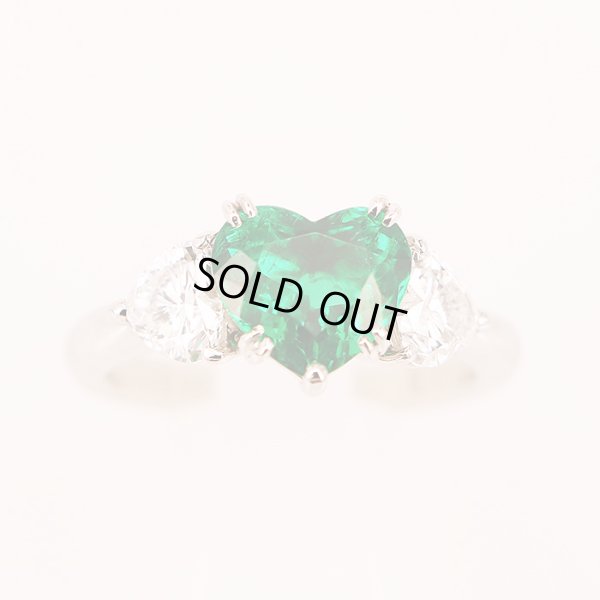 PT900 エメラルドダイアイリリング 1.79ct 0.531ct 0.524ct 6.80g