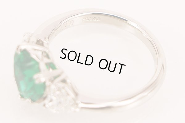 PT900 エメラルドダイアイリリング 1.79ct 0.531ct 0.524ct 6.80g　刻印(1)