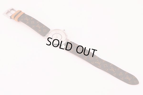 ルイヴィトン　タンブール　Ｑ１２ＭＧ＊Ｂ　銀文字盤 １０Ｐ　革ベルト状態表面