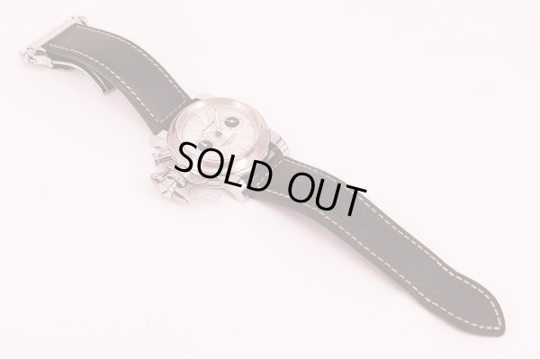 グラハム　クロノファイター　２ＣＦＡＳ．Ｓ０１　銀文字盤　革ベルト状態表面