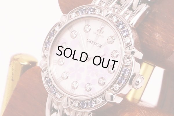 セイコー　クレドール　ＧＳＴＥ８４５　花柄シェル文字盤　１１Ｐ　ダイア、サファイアベゼル　サイド拡大