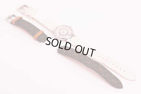 ルイヴィトン　タンブール　Ｑ１２ＭＧ＊Ｂ　銀文字盤 １０Ｐ　替えラバーベルト