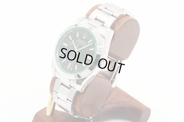 ロレックス　１１６４００ＧＶ　ミルガウス　ランダム　黒文字盤　グリーンガラス　サイド