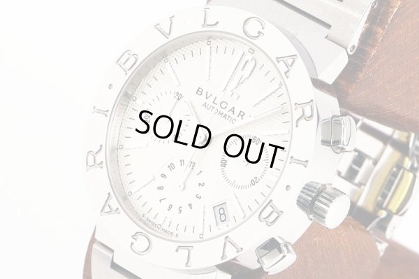 ブルガリ　ブルガリブルガリ　ＢＢ３８ＳＳＣＨ　クロノグラフ　白文字盤　サイド拡大