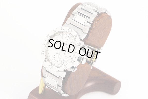 ブルガリ　ブルガリブルガリ　ＢＢ３８ＳＳＣＨ　クロノグラフ　白文字盤　サイド