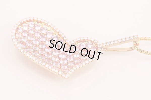 K18PG ピンクサファイアダイアイリペンダントネックレス 2.81ct 0.47ct 10.70g　拡大