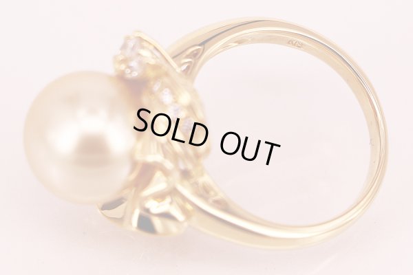 K18イエローパールダイアイリリング 11.00mm 0.19ct 9.00g　刻印(1)