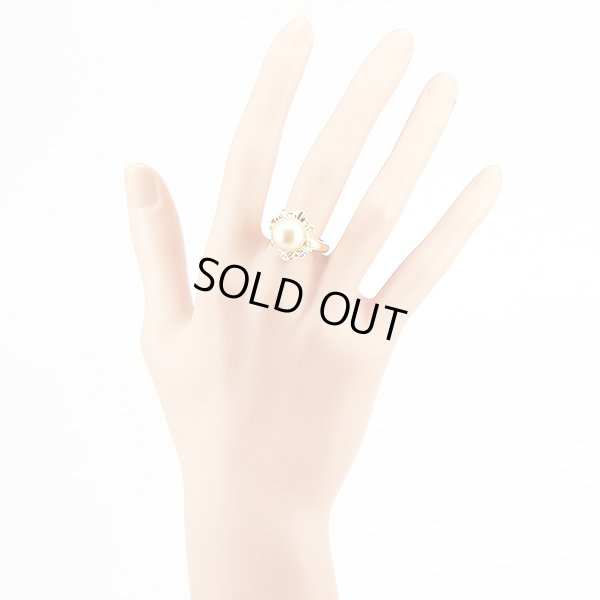 K18イエローパールダイアイリリング 11.00mm 0.19ct 9.00g　装着イメージ