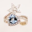 K18WG アクワマリンダイアイリリング 1.74ct 0.08ct 0.61ct 7.30g