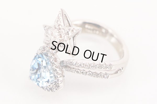 K18WG アクワマリンダイアイリリング 1.74ct 0.08ct 0.61ct 7.30g　拡大(2)