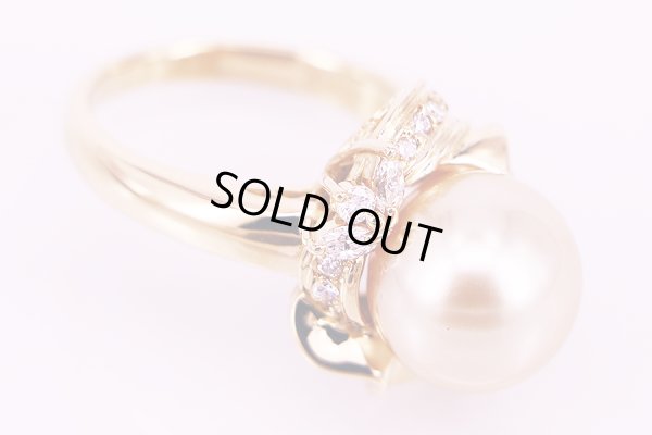 K18イエローパールダイアイリリング 11.00mm 0.19ct 9.00g　拡大(2)