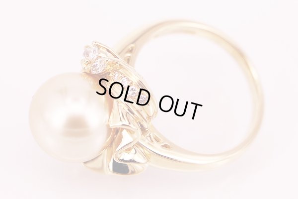 K18イエローパールダイアイリリング 11.00mm 0.19ct 9.00g　拡大(1)