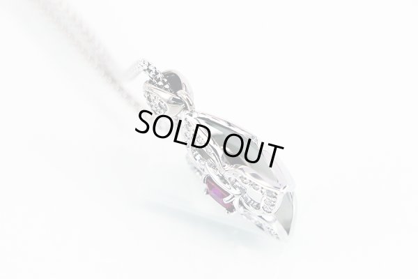K18WG ルビーダイアイリペンダントネックレス 0.34ct 0.12ct 7.30g　サイド