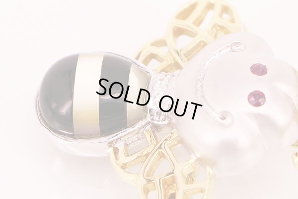 750YG/WG ルビーダイアイリブローチ兼ペンダントトップ 0.06ct 0.02ct 7.80g　拡大(2)