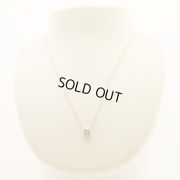 ティファニー　750YG ベゼルセット4P フラワーダイアイリペンダントネックレス 2.30g　装着イメージ