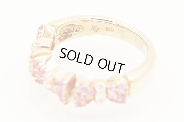 ポンテヴェキオ　K18PG ピンクサファイアダイアイリリング 0.54ct 0.11ct 5.40g　刻印