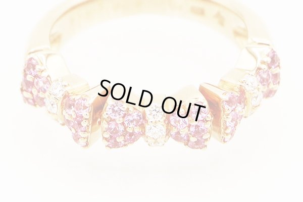 ポンテヴェキオ　K18PG ピンクサファイアダイアイリリング 0.54ct 0.11ct 5.40g　拡大