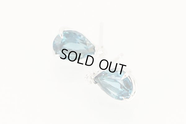 スタージュエリー　K18WG ブルートパーズダイアイリピアス 0.016ct 1.70g　拡大