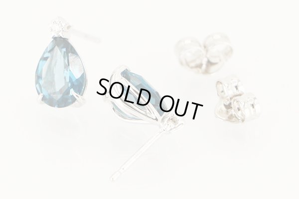 スタージュエリー　K18WG ブルートパーズダイアイリピアス 0.016ct 1.70g　留め具