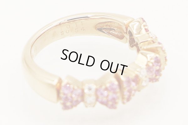 ポンテヴェキオ　K18PG ピンクサファイアダイアイリリング 0.54ct 0.11ct 5.40g　刻印(2)