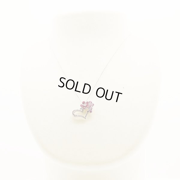 ポンテヴェキオ　K18WG ルビーピンクサファイアダイアイリペンダントネックレス 0.86ct 0.58ct 0.31ct 6.60g　装着イメージ