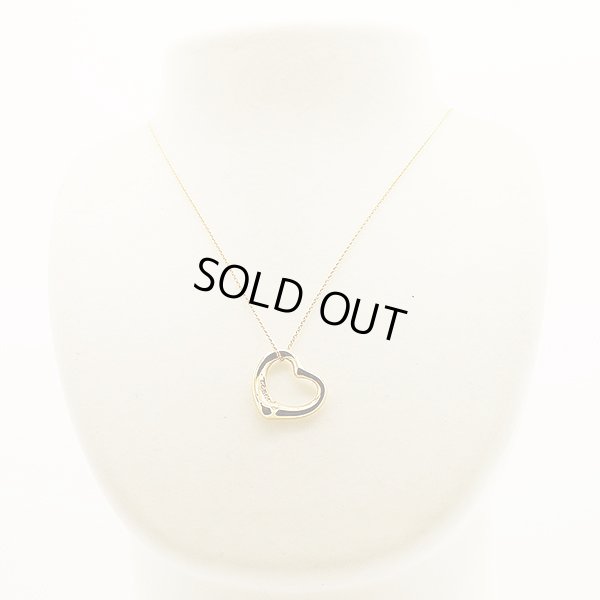 ティファニー　750YG オープンハート ダイア5Pイリペンダントネックレス 7.00g　装着イメージ