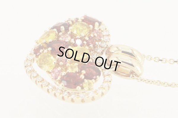 キメント　750YG 半貴石ダイアイリペンダントネックレス 8.80g　サイド