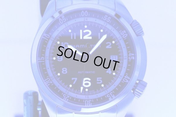 ハミルトン　カーキパイロット パイオニア　Ｈ７６４５５０　２つリューズ　黒文字盤　ライト