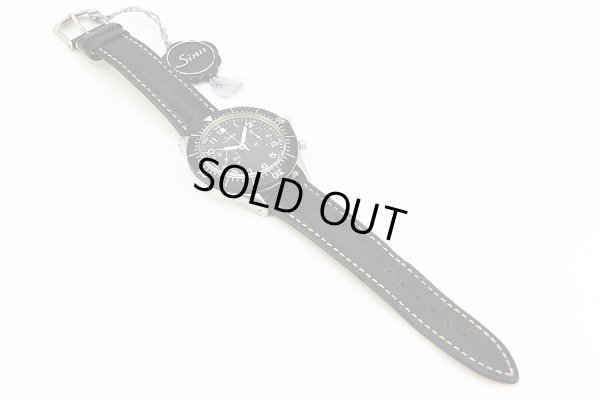 ジン　１５５　レプリカ　２カウンタークロノ　黒文字盤　革ベルト状態　表面