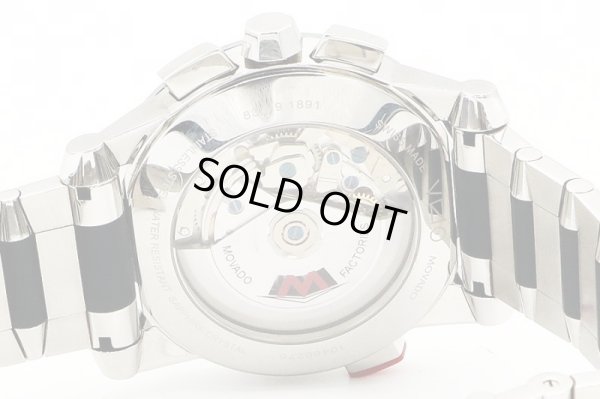 モバード　ヴィジオ　クロノグラフ　３８．Ｈ９．１８９１　銀文字盤　黒インダイアル　裏面拡大