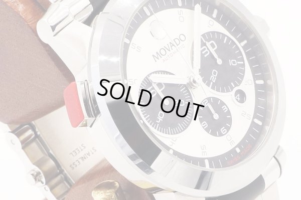 モバード　ヴィジオ　クロノグラフ　３８．Ｈ９．１８９１　銀文字盤　黒インダイアル　サイド拡大(2)