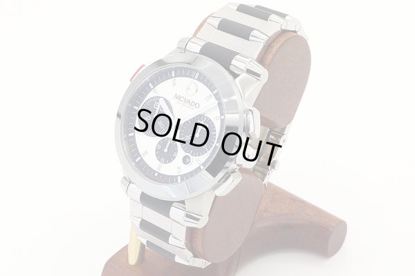 モバード　ヴィジオ　クロノグラフ　３８．Ｈ９．１８９１　銀文字盤　黒インダイアル　サイド