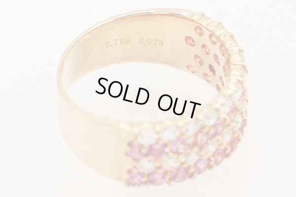 K18PG ピンクサファイアダイアイリリング 0.758ct 0.973ct 6.60g　刻印(2)